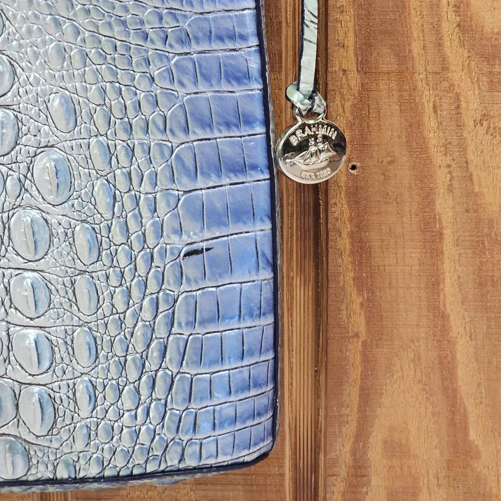 Brahmin Katie Arctic Blue Ombre Croc Melbourne Crossbody Bag Purse w/ Dustbag